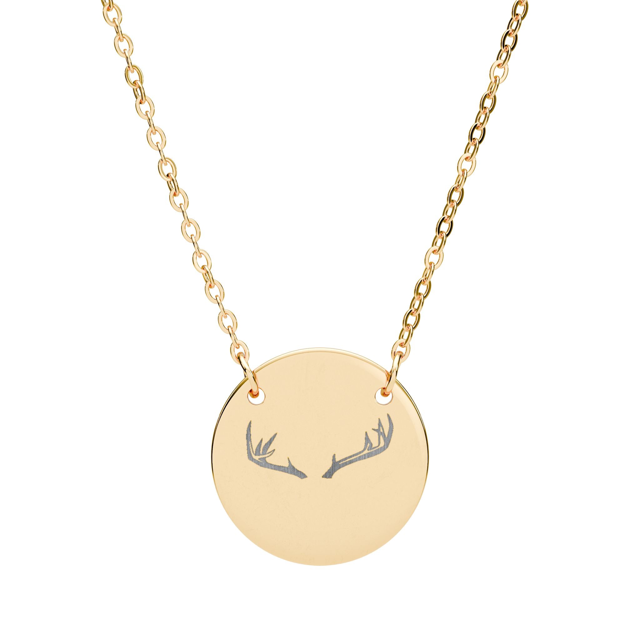 Engraved Deer Woman Circle Necklace