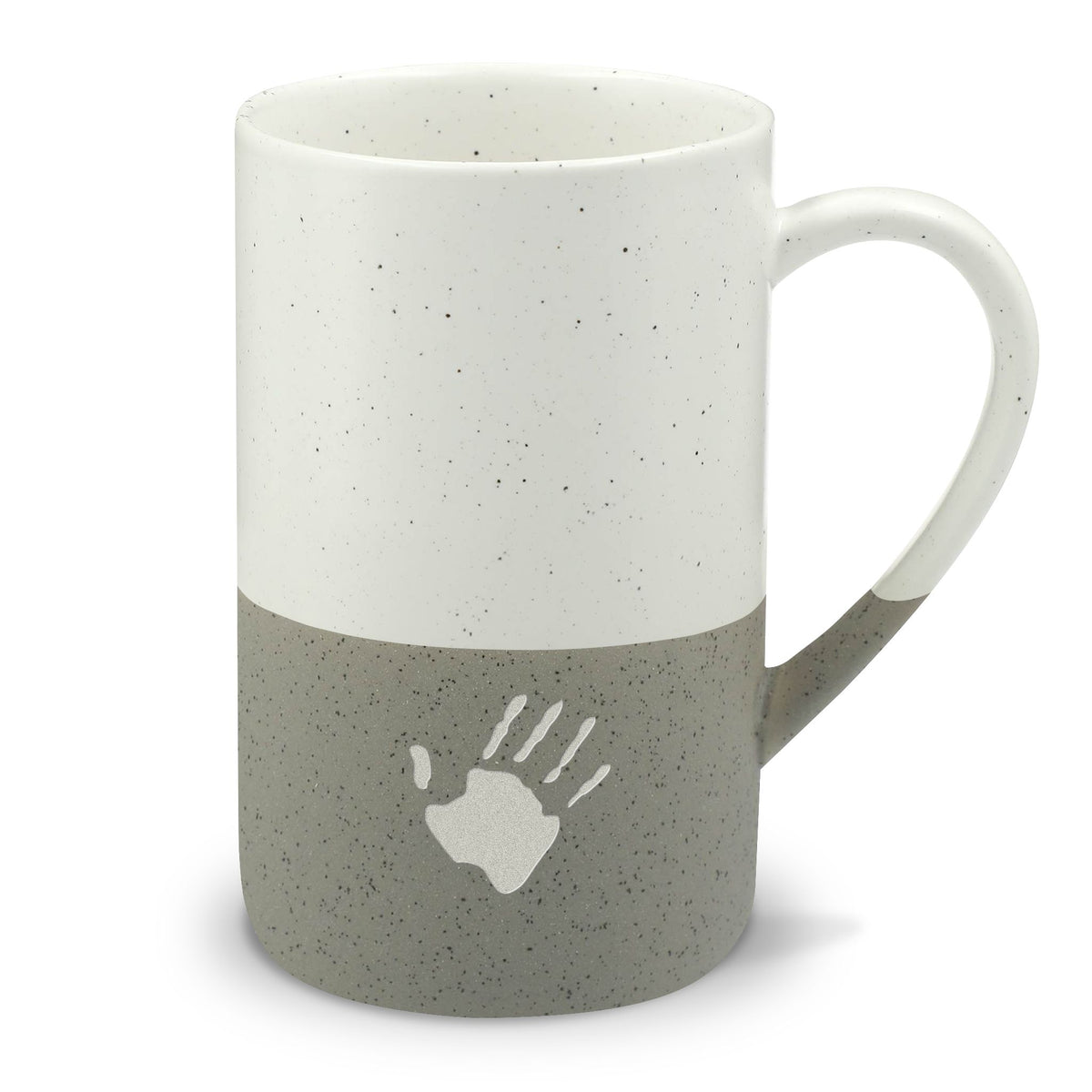 Speckled Ceramic 13oz Mug — Two-Tone Handprint Engraved Coffee Cup