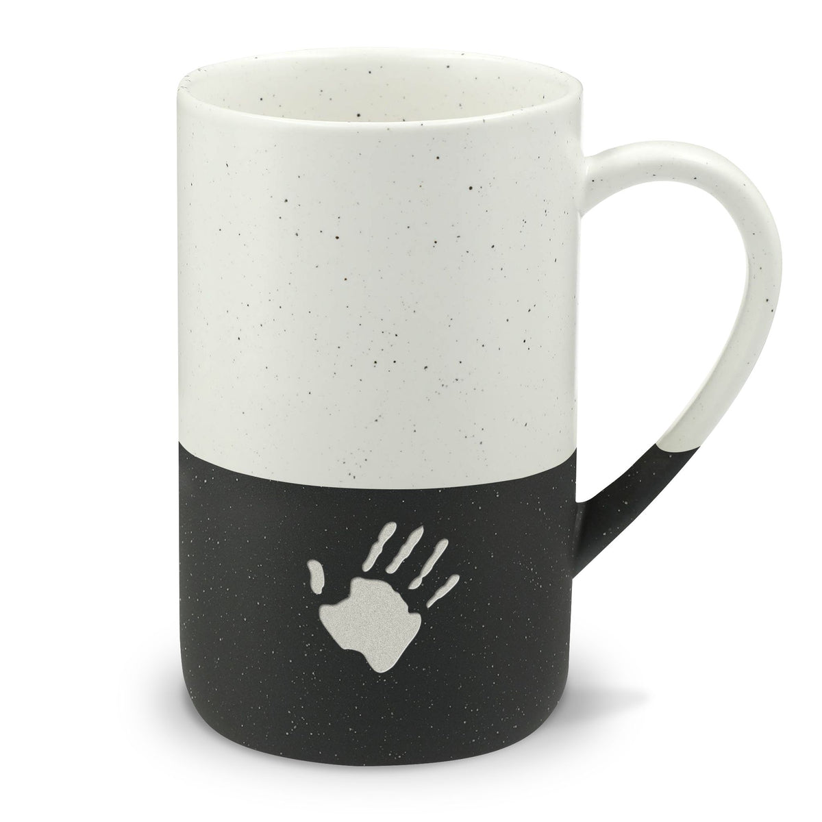 Speckled Ceramic 13oz Mug — Two-Tone Handprint Engraved Coffee Cup