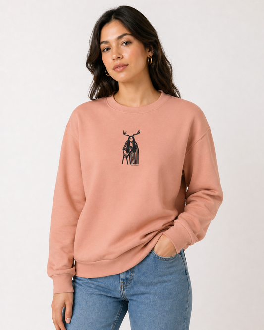 Deer Woman Embroidered Unisex Sweatshirt