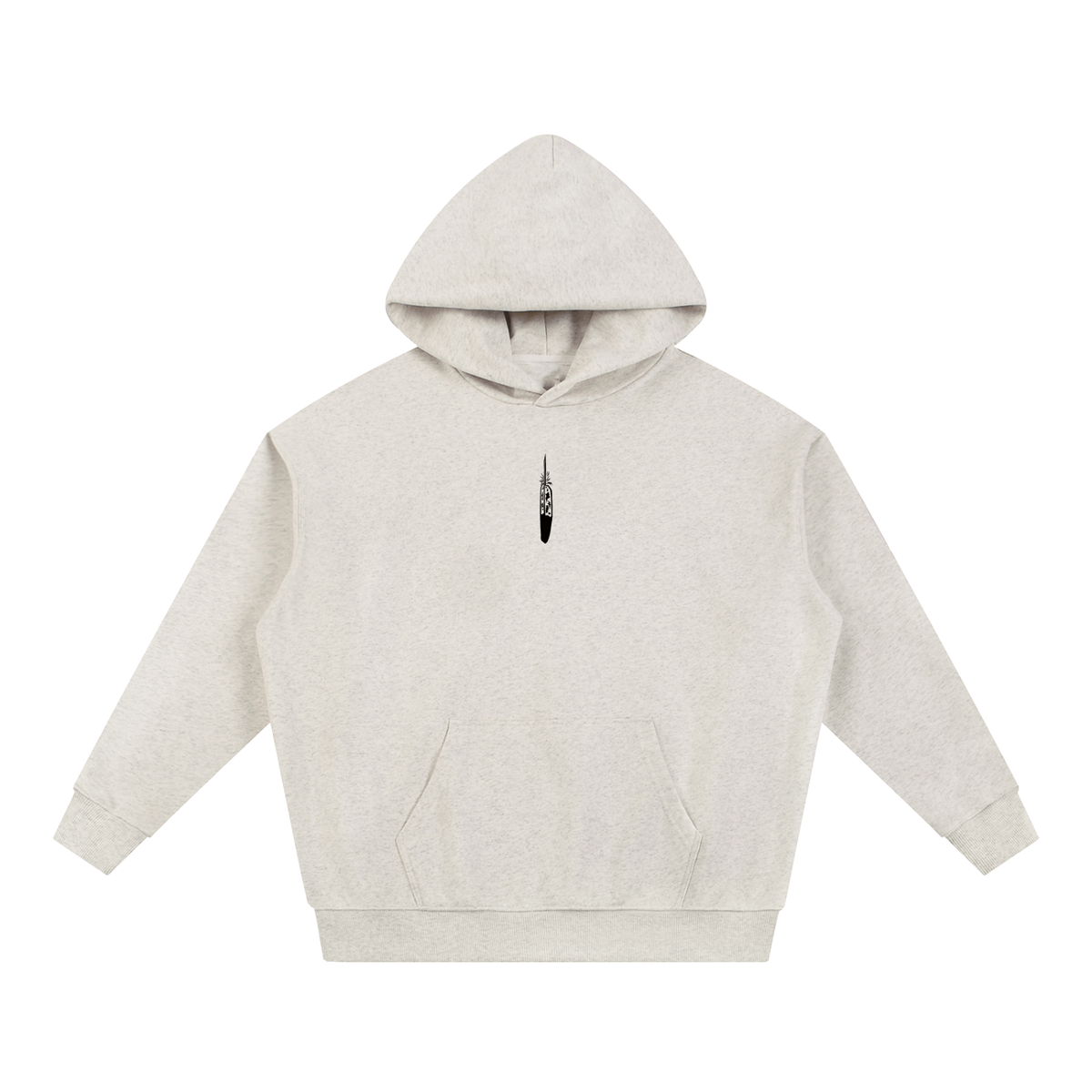 The Nonconformist Heavyweight Hoodie in Oat Gray with Tori Horton’s inverted feather artwork