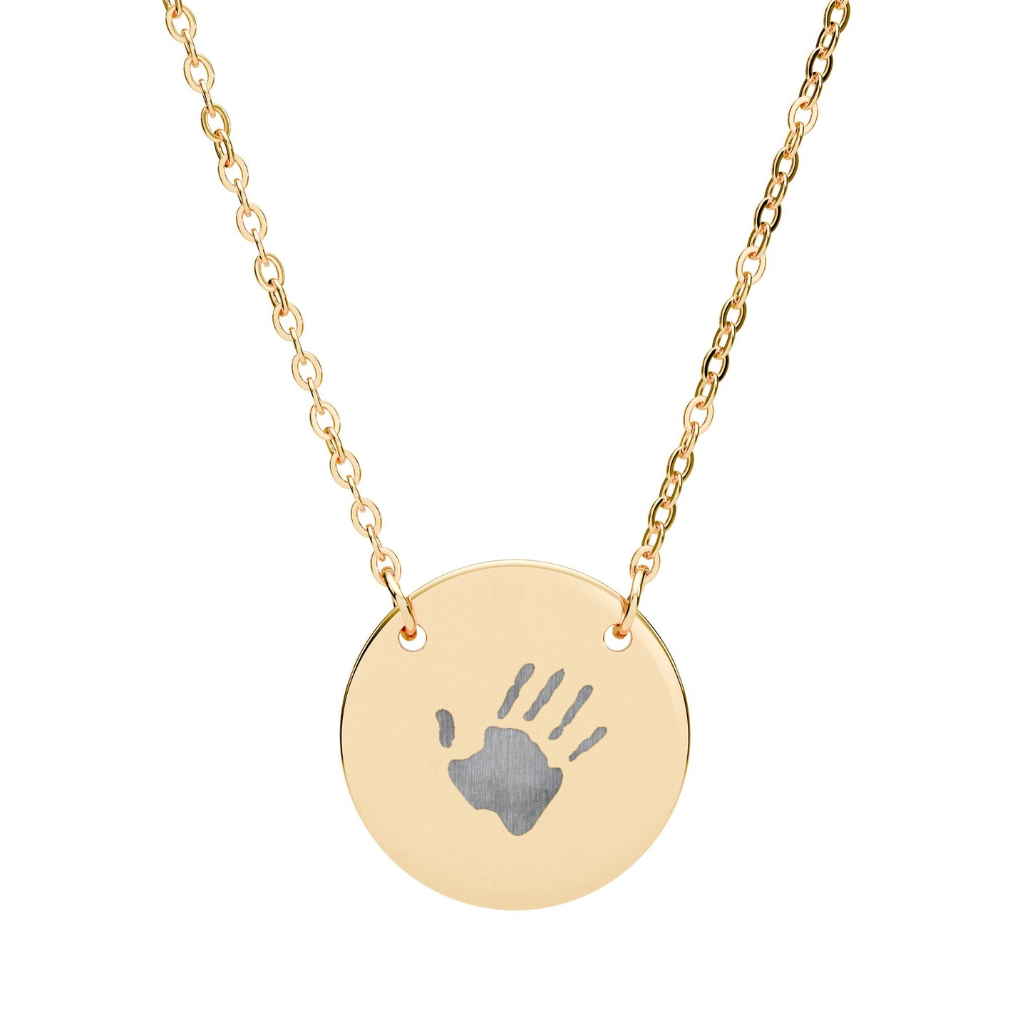 Engraved Circle Handprint Necklace