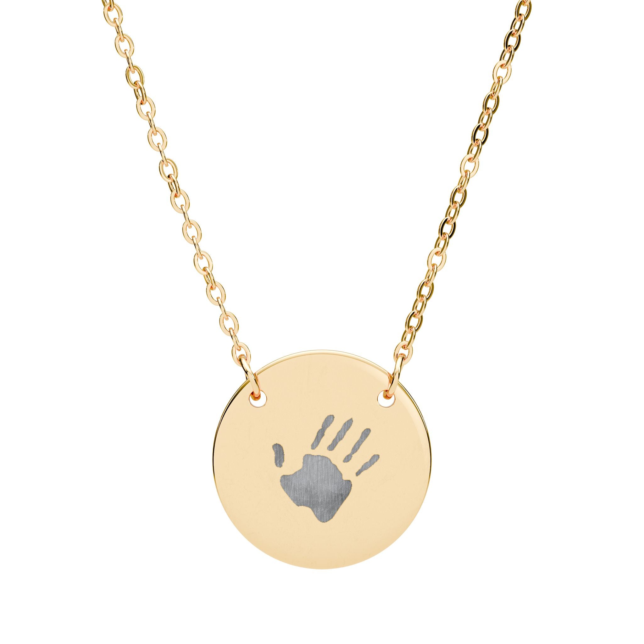 Engraved Circle Handprint Necklace