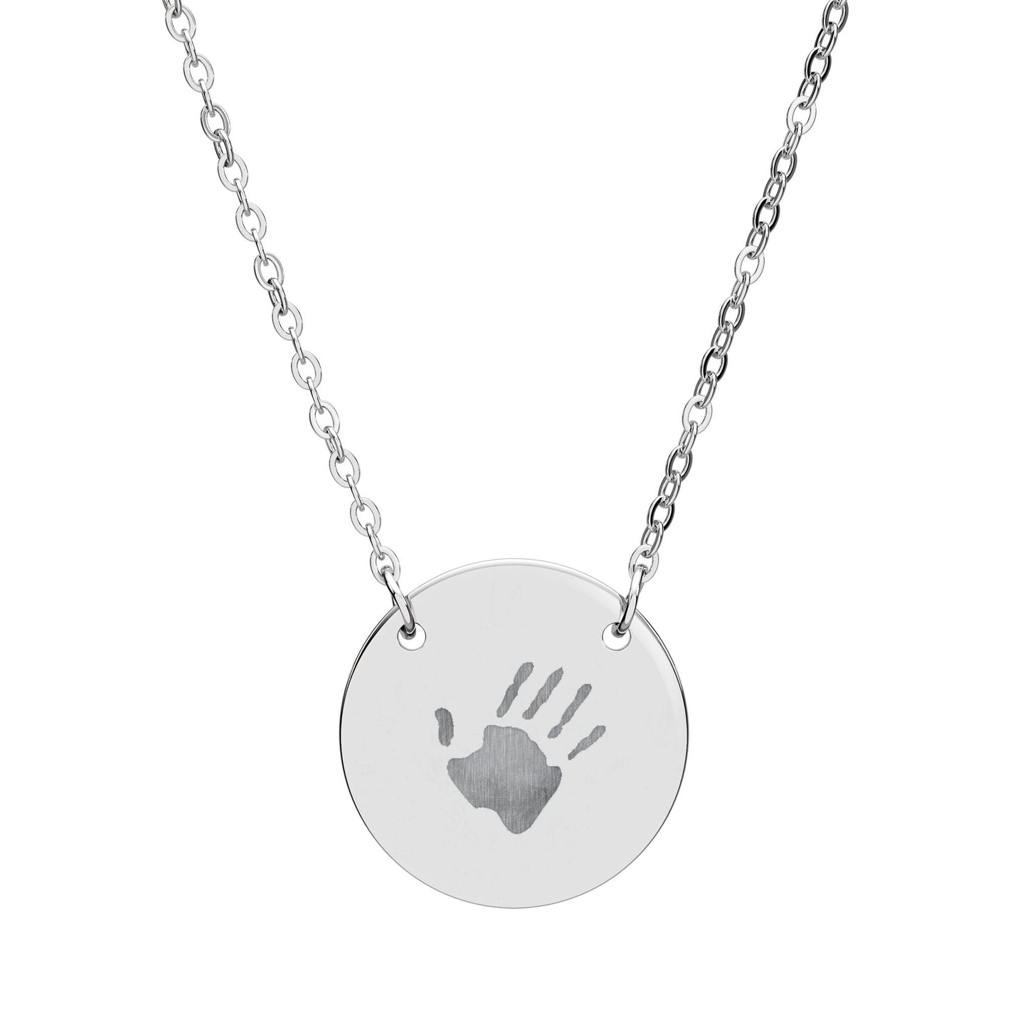 Engraved Circle Handprint Necklace