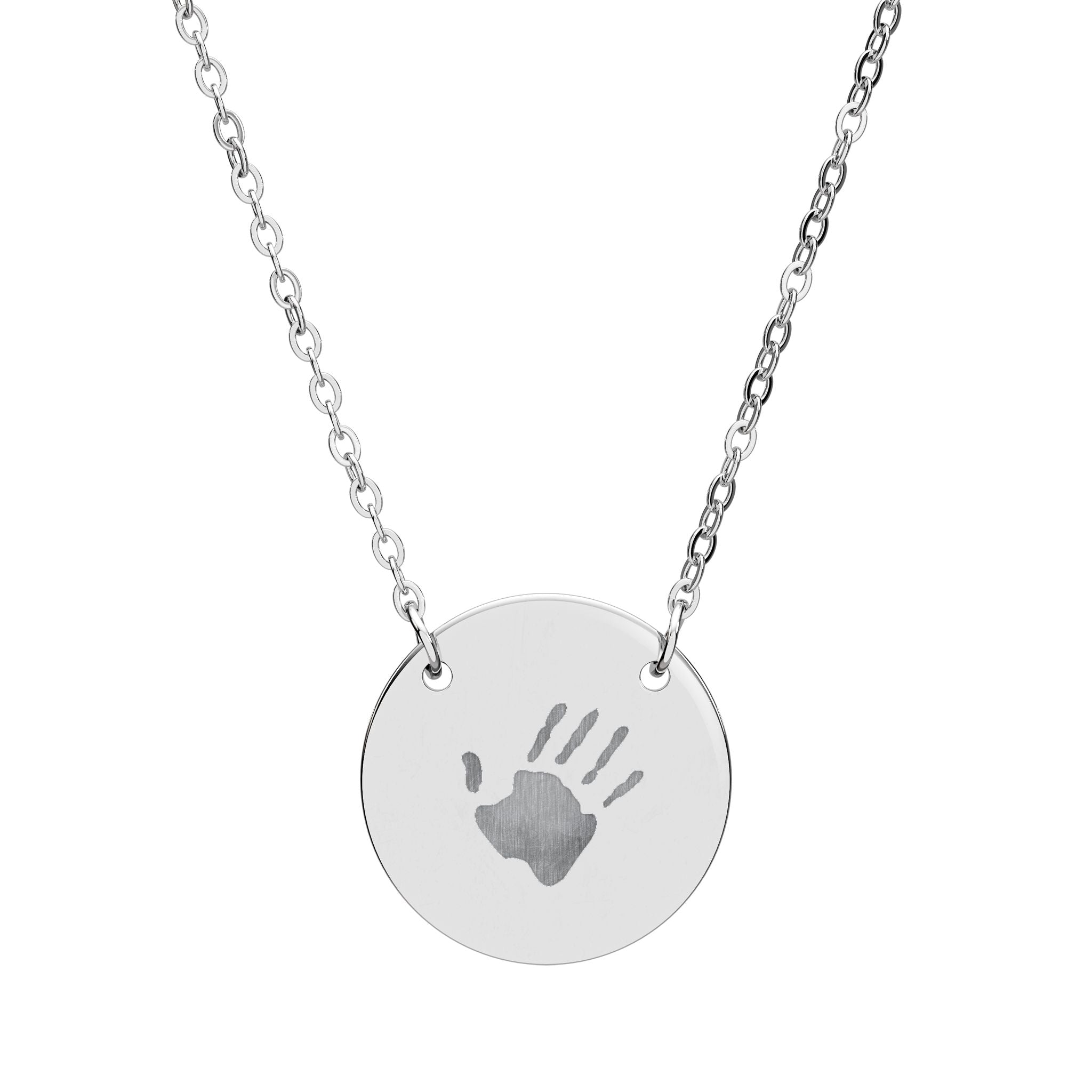 Engraved Circle Handprint Necklace