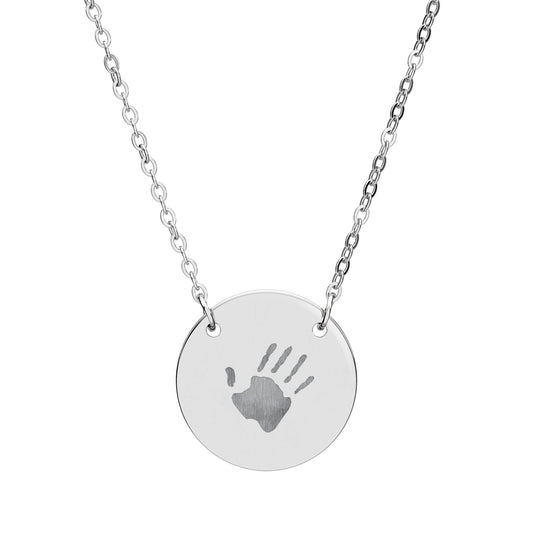 Engraved Circle Handprint Necklace