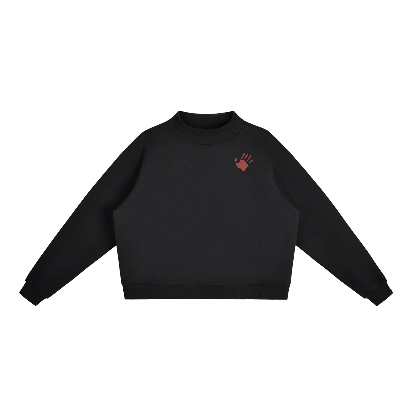 Red Hand Fleece Mock-Neck Crew Sweatshirt MMIP