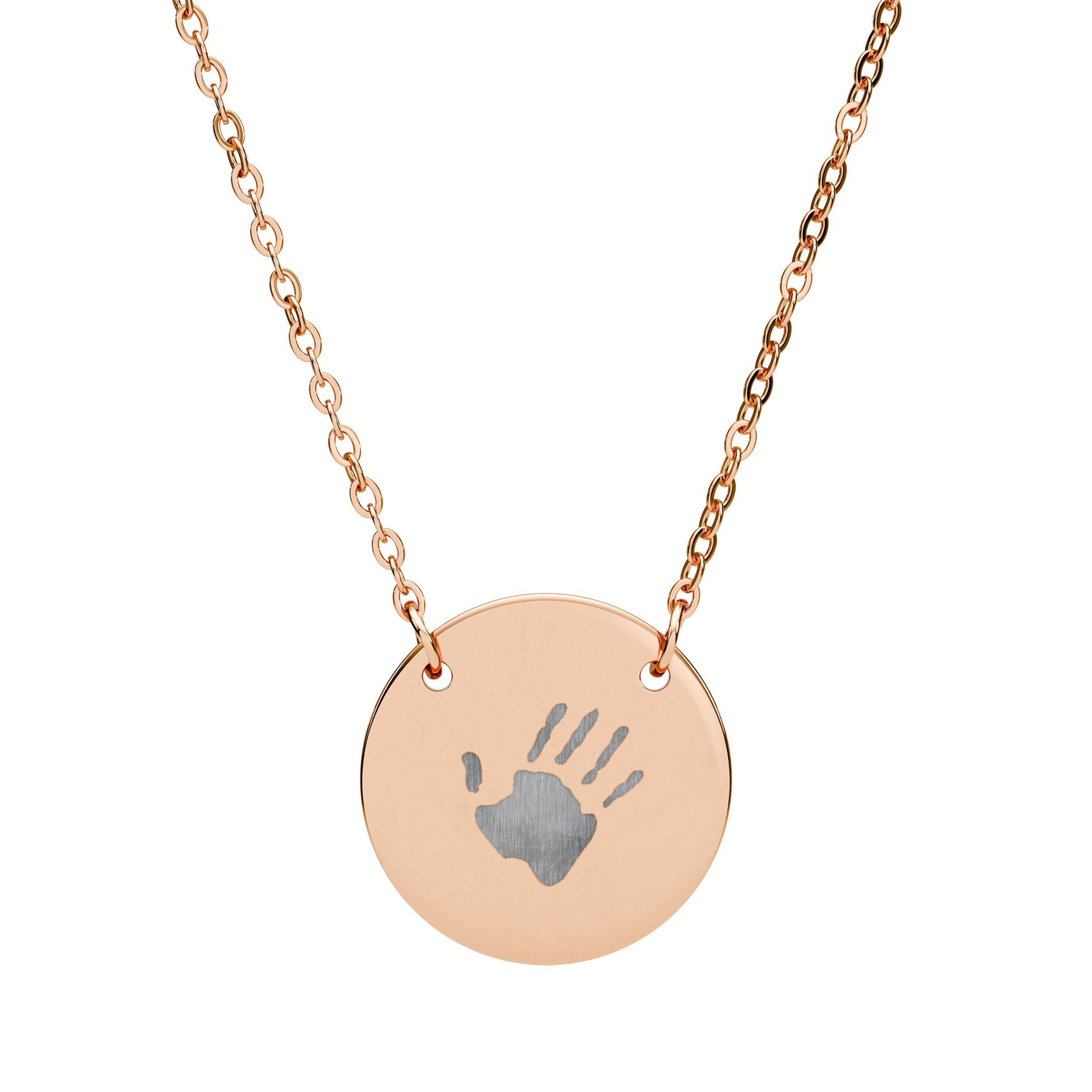 Engraved Circle Handprint Necklace