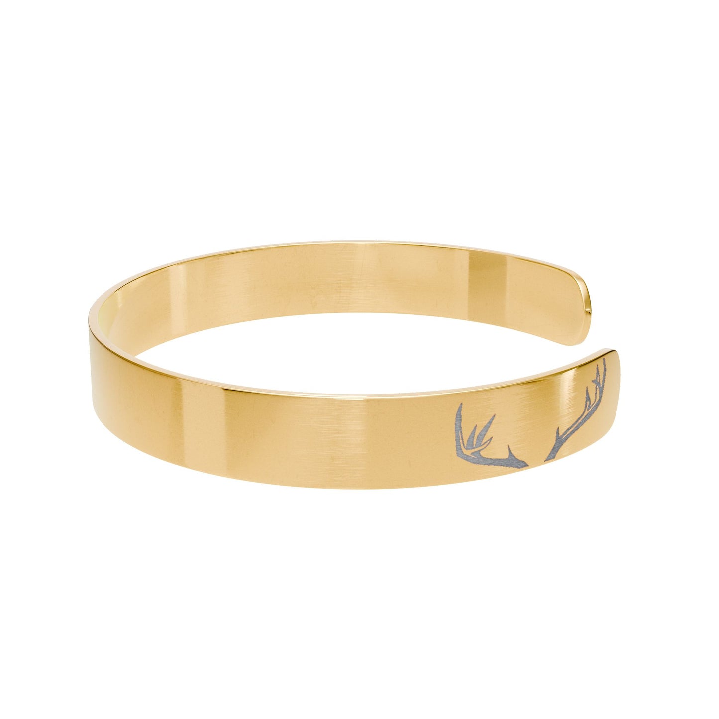 Engravable Deer Woman Gold Cuff Bracelet