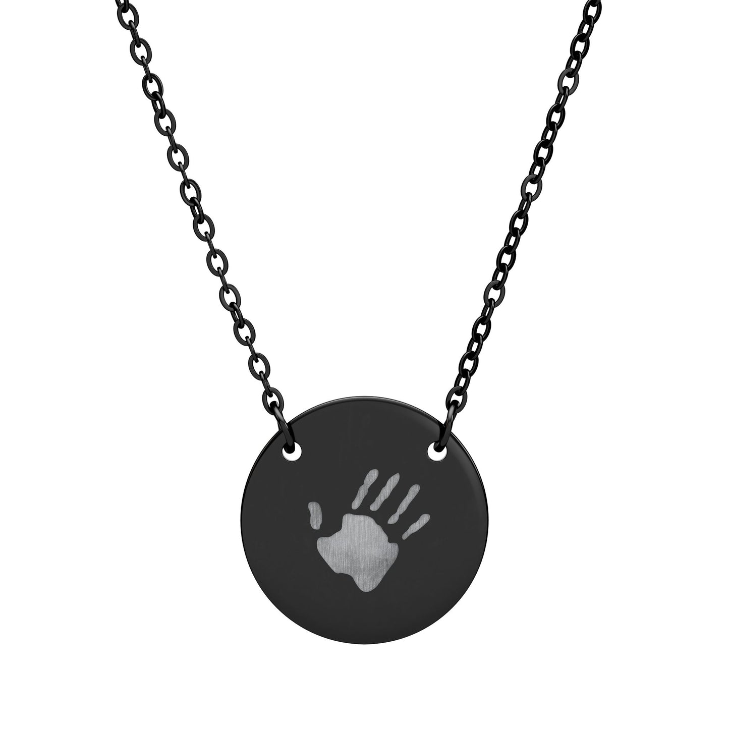 Engraved Circle Handprint Necklace