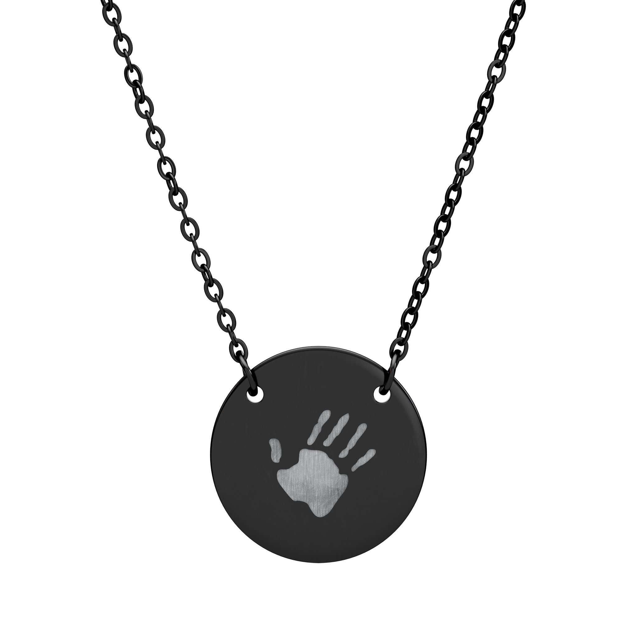 Engraved Circle Handprint Necklace