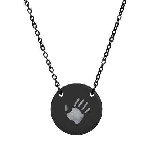 Engraved Circle Handprint Necklace
