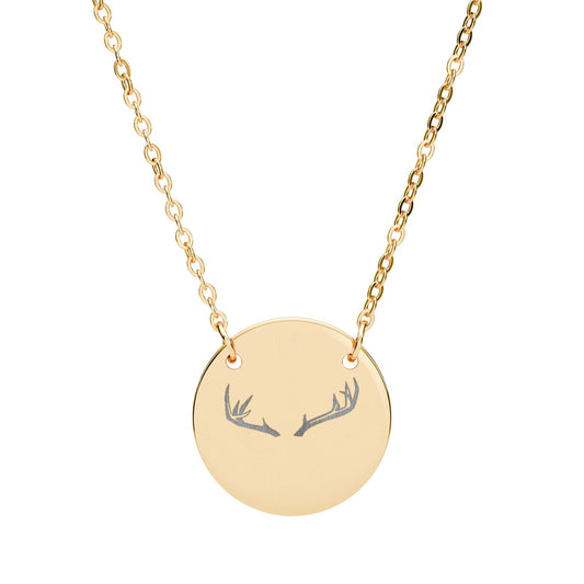 Engraved Deer Woman Circle Necklace