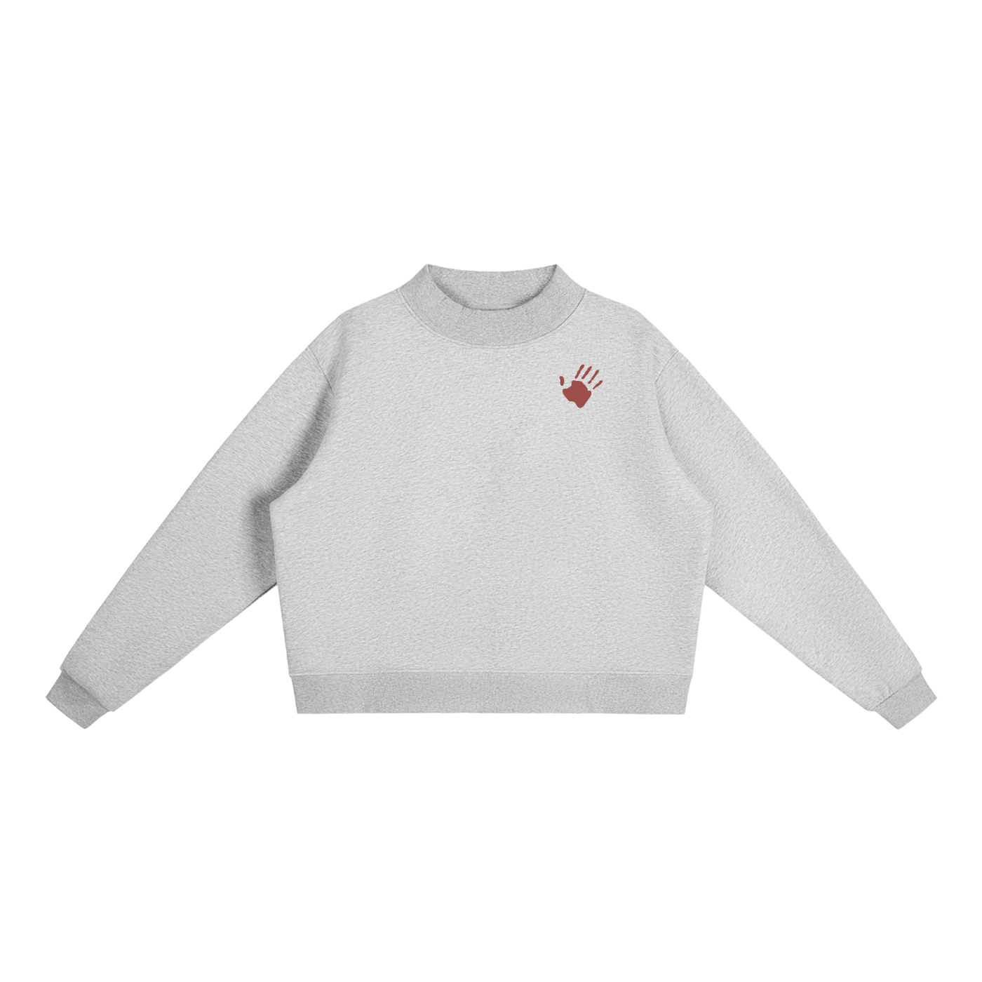 Red Hand Fleece Mock-Neck Crew Sweatshirt MMIP