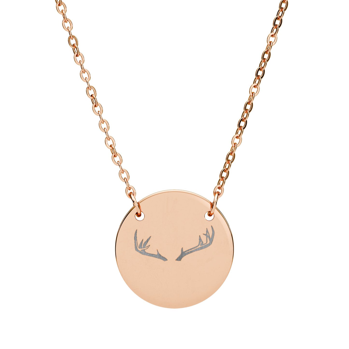 Engraved Deer Woman Circle Necklace