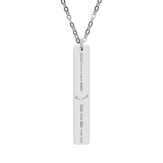 Engraved Vertical Deer Woman Necklace