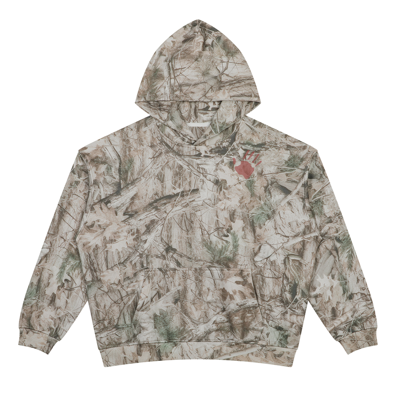 Limited Red Hand New Camo Unisex Oversized Fleece Tree Camo Hoodie — Tree Camo Gray Apricot