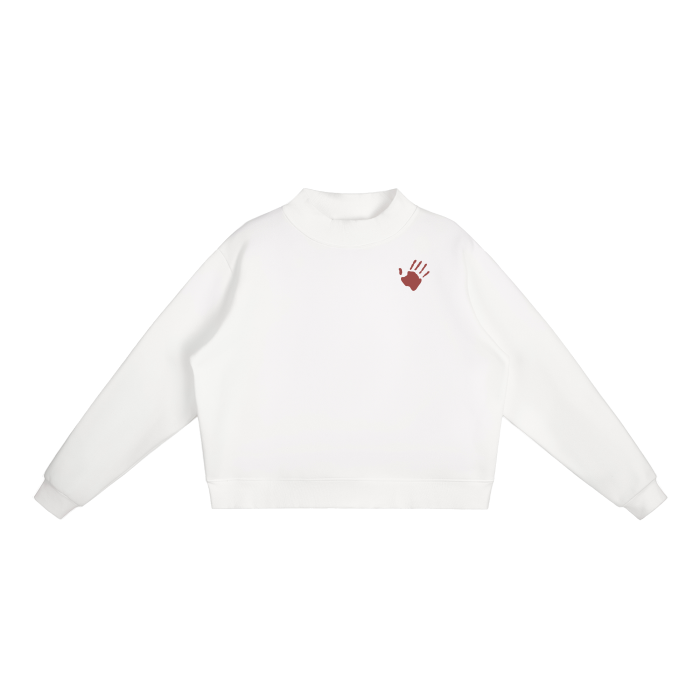 Red Hand Fleece Mock-Neck Crew Sweatshirt MMIP