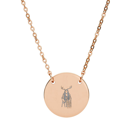 Deer Woman Engraved Circle Necklace