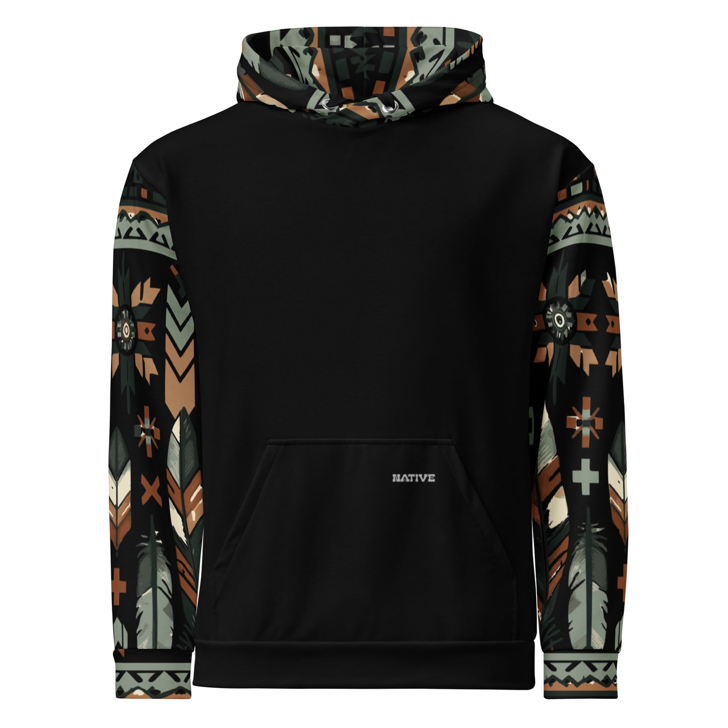 Black Native Feather Hoodie