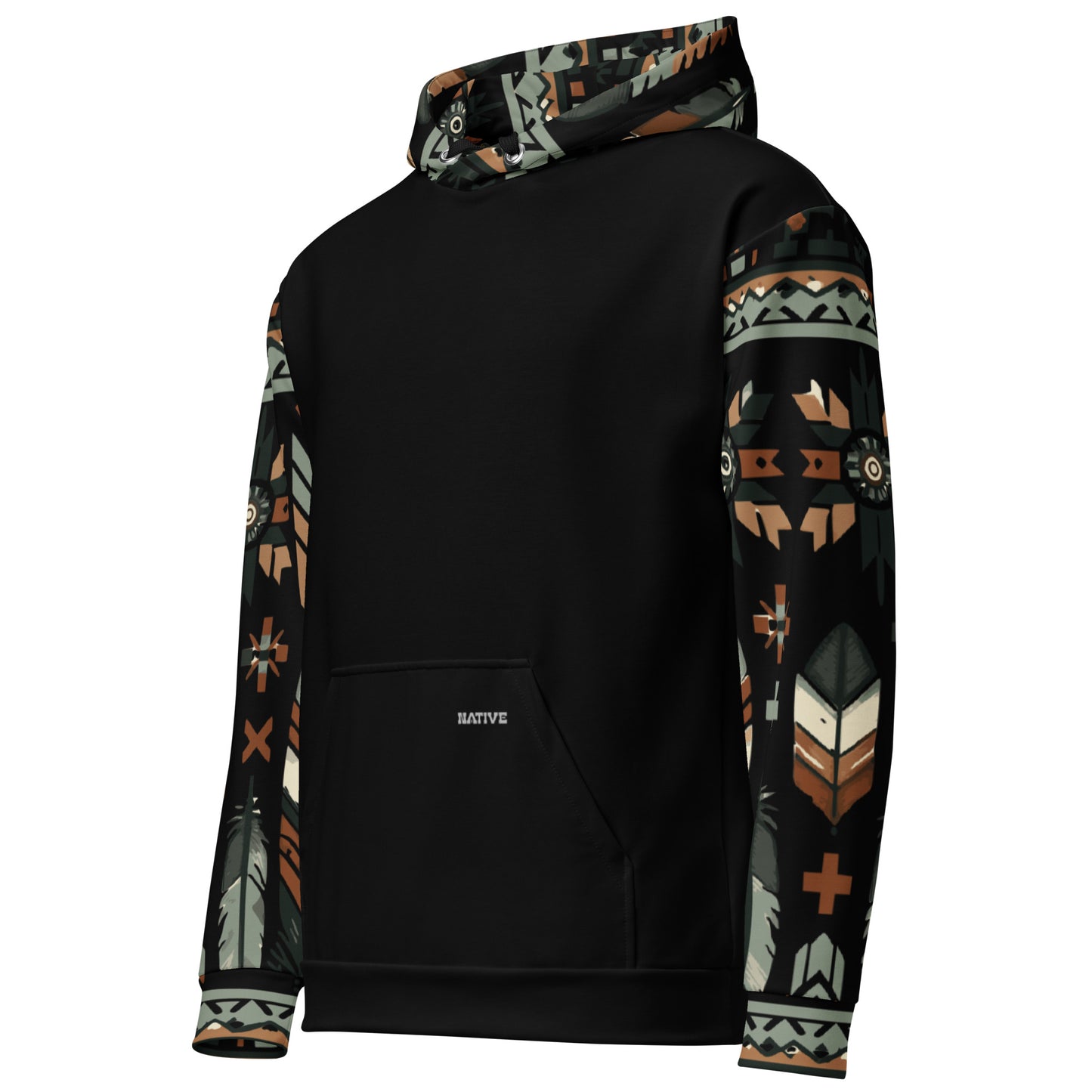 Black Native Feather Hoodie