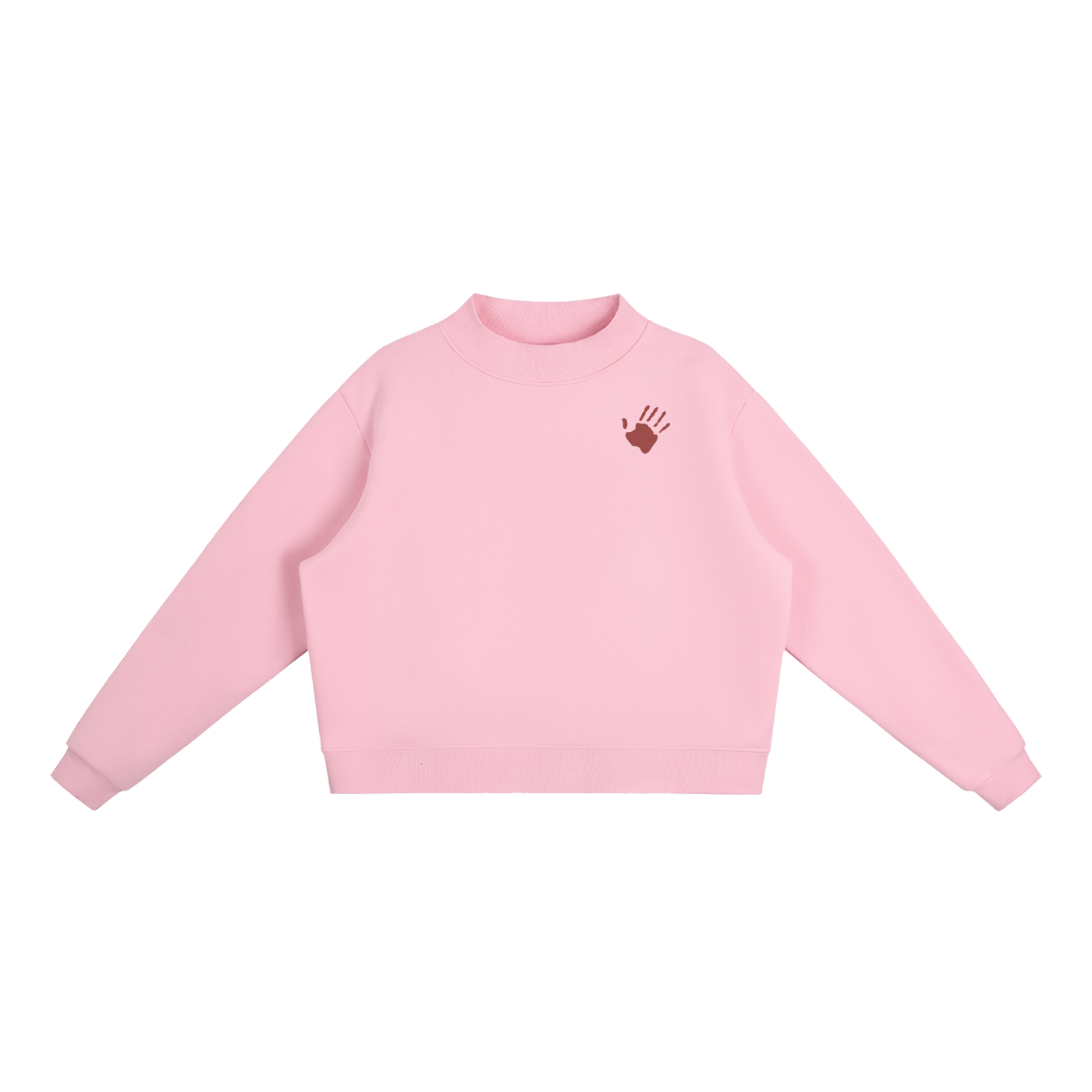 Red Hand Fleece Mock-Neck Crew Sweatshirt MMIP
