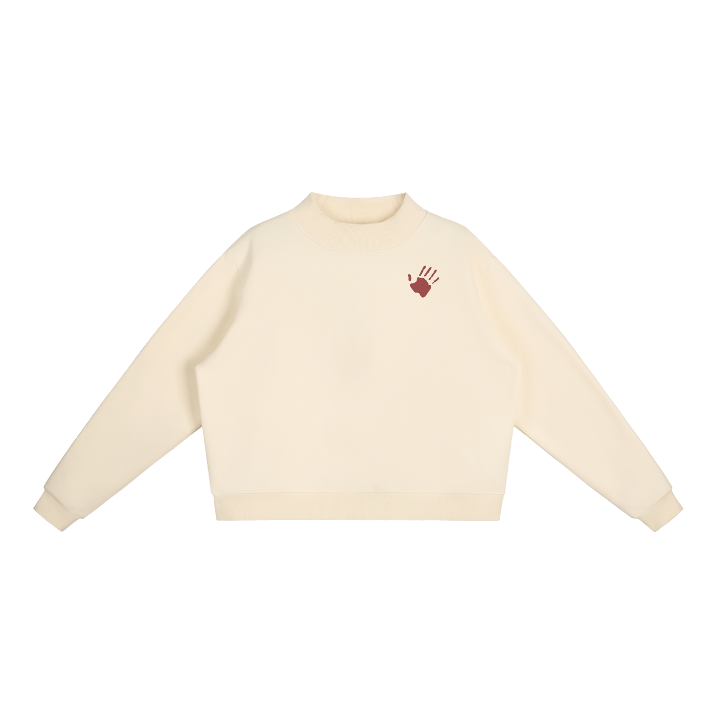 Red Hand Fleece Mock-Neck Crew Sweatshirt MMIP