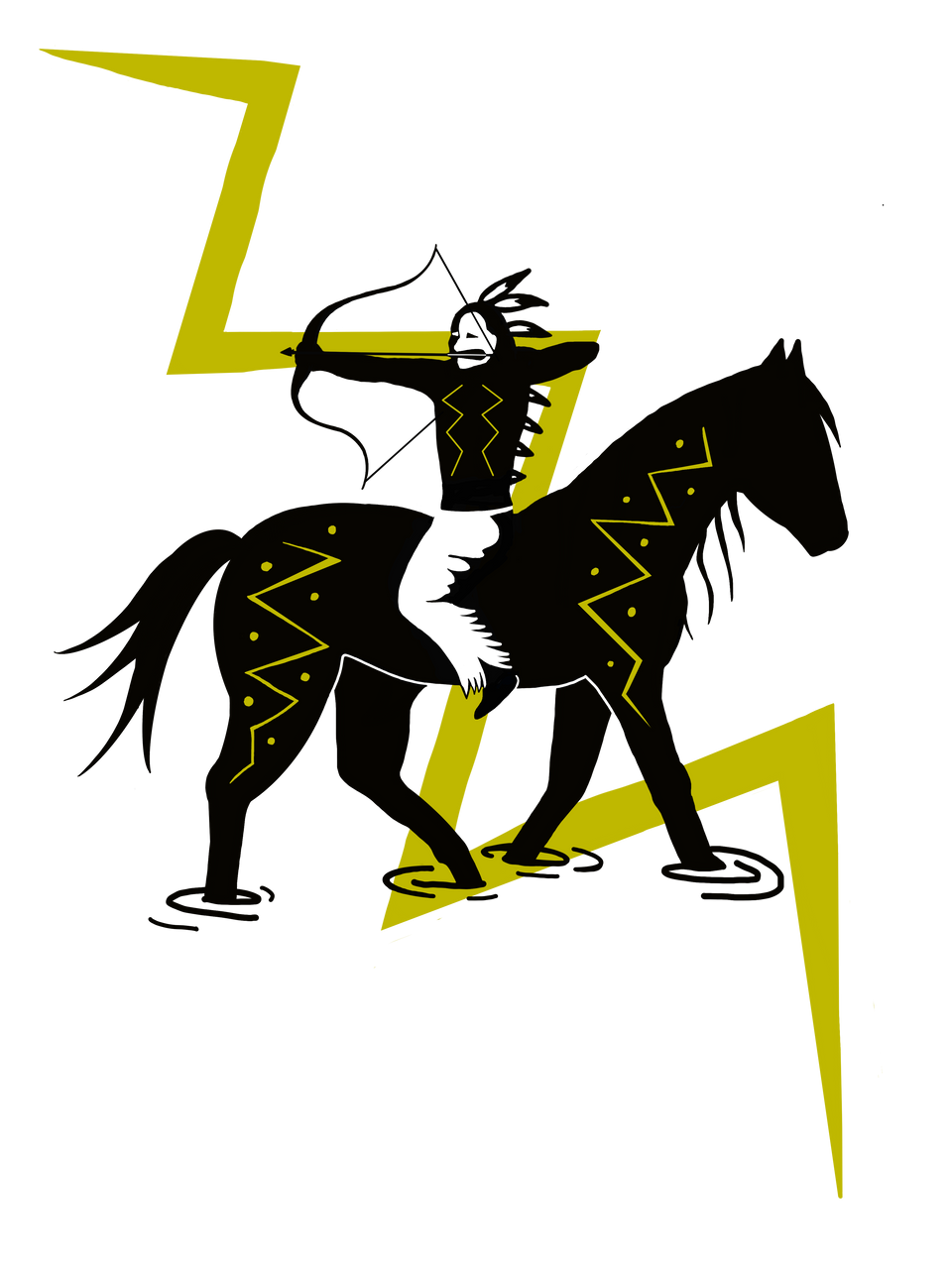The Contrary artwork: a rider seated backwards on a horse, drawing a bow, with lightning behind them