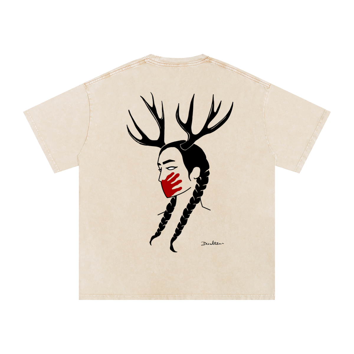 Deer Woman 2.0 Snow Washed Oversized Cotton T-Shirt