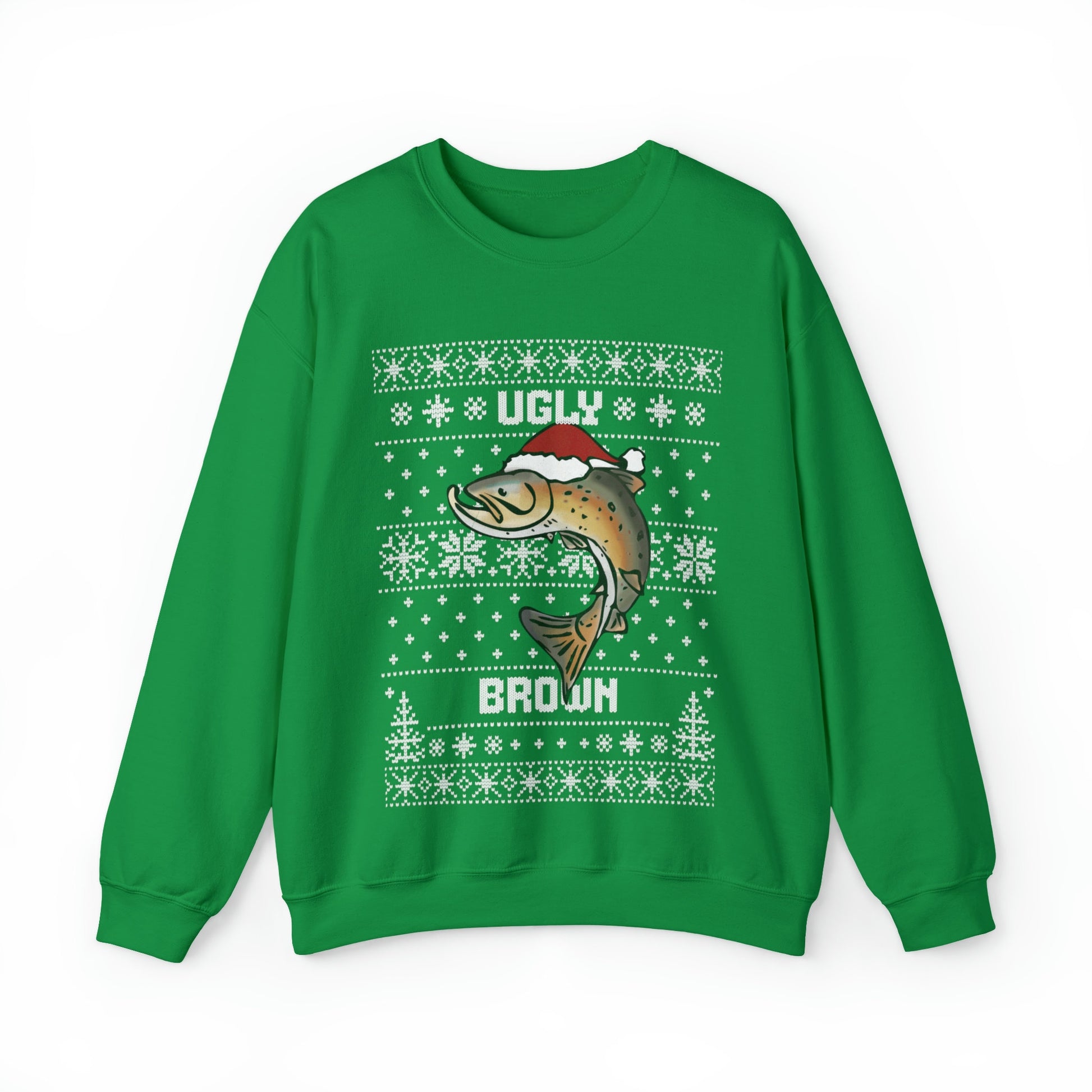 Ugly Brown Sweatshirt, Ugly Christmas Sweatshirt, Fishing Sweatshirt, Dad Christmas Gift, Dad Gift, Brown Trout