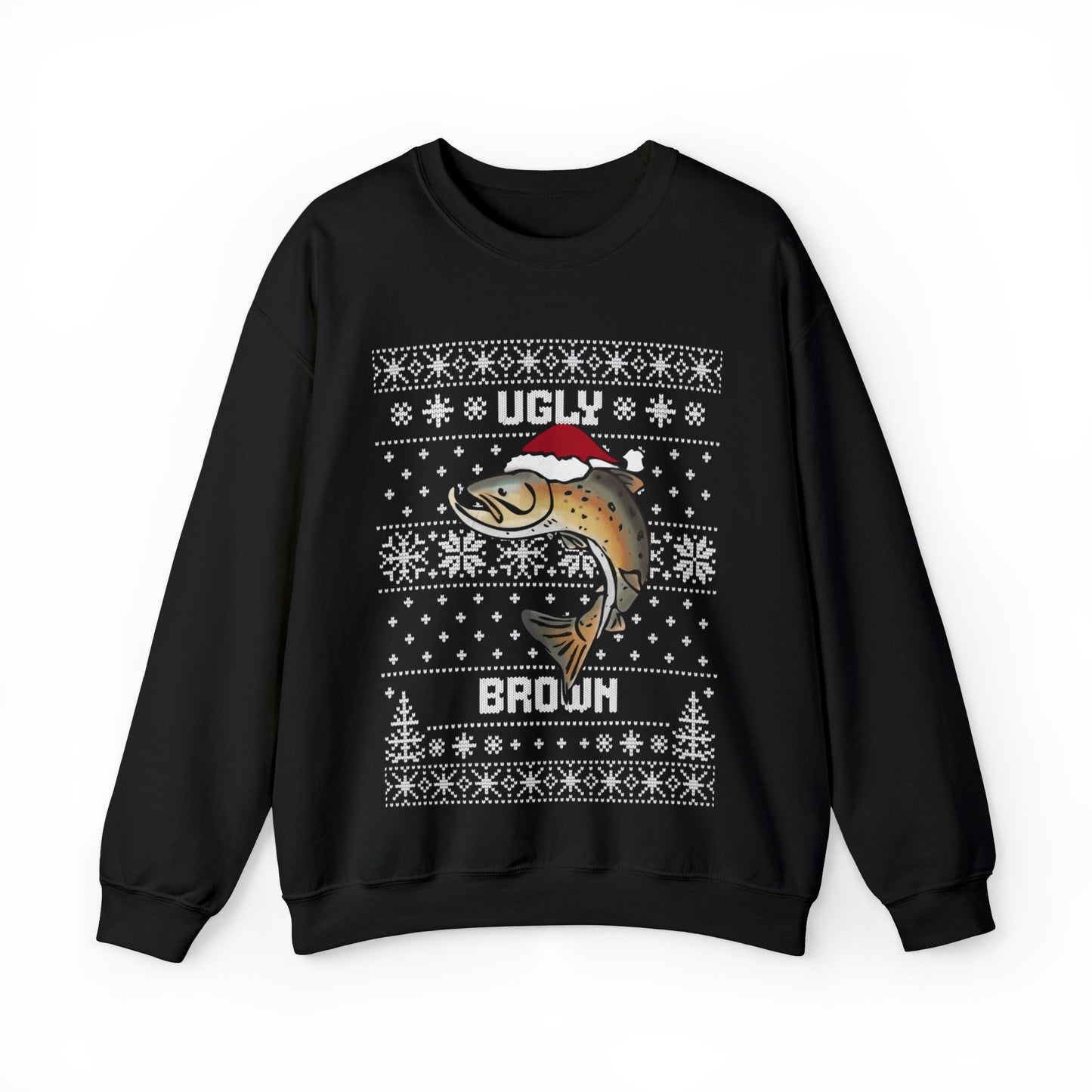 Ugly Brown Sweatshirt, Ugly Christmas Sweatshirt, Fishing Sweatshirt, Dad Christmas Gift, Dad Gift, Brown Trout