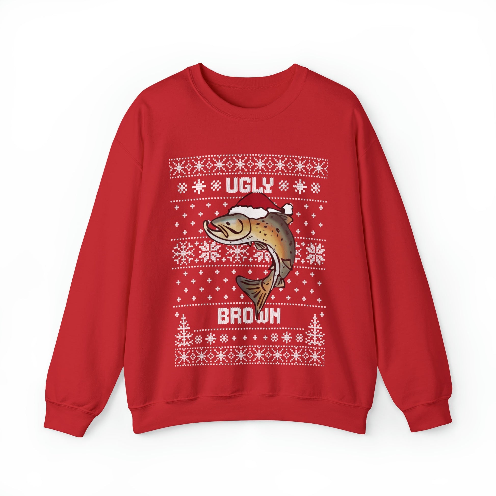 Ugly Brown Sweatshirt, Ugly Christmas Sweatshirt, Fishing Sweatshirt, Dad Christmas Gift, Dad Gift, Brown Trout